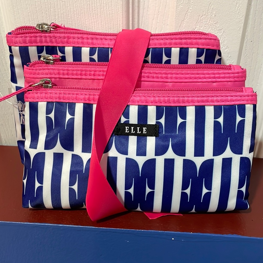 Set of three Elle makeup bags
